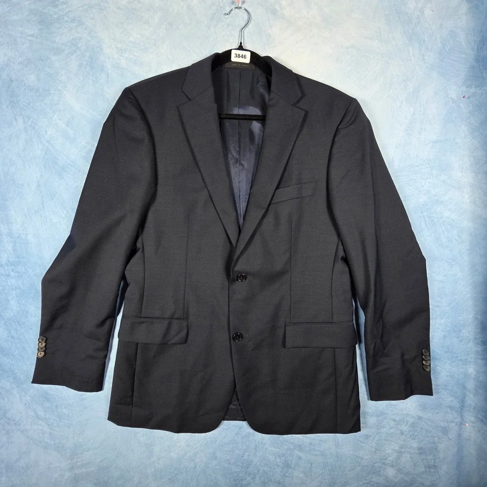 Hugo Boss Mens 100% Virgin Wool 2-Button Blazer Sport Coat Navy Blue 40R 42R